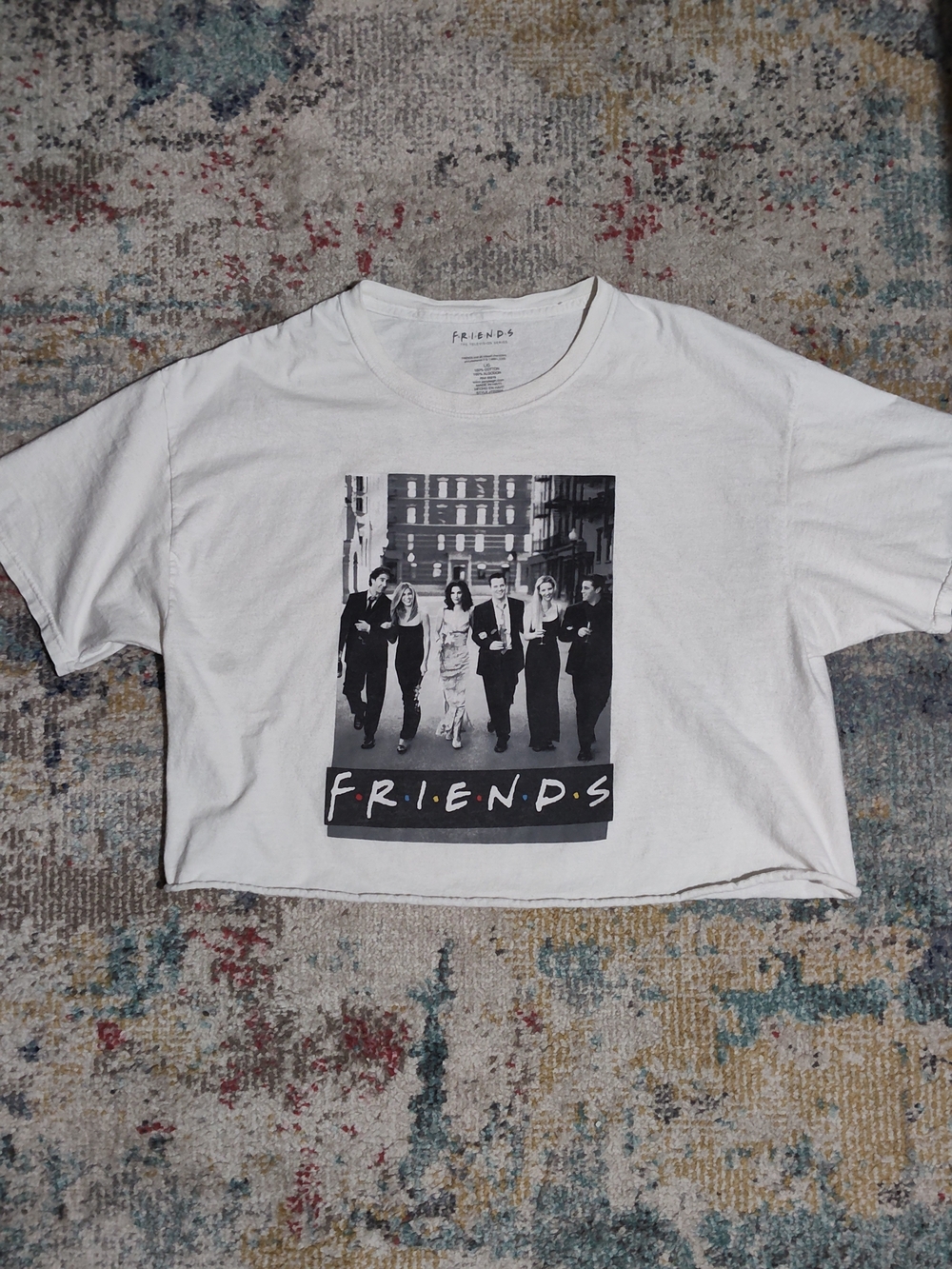 FRIENDS Black & White Photo Crop Tee in White